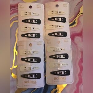 Scunci Black & White Snap Hair Clips - 4 Pack